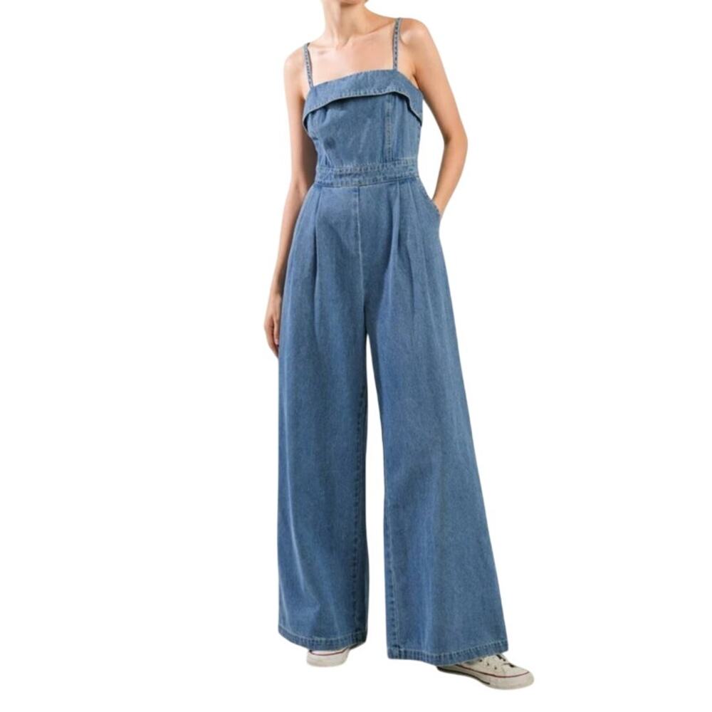 Free Market by Flying Tomato Denim Jumpsuit, Women's Size S, NWT